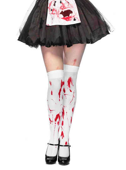 Leg Avenue Kostüm Blutige Overknee Strümpfe, Ausgefallene Kniestrümpfe für Euer Zombie Kostüm