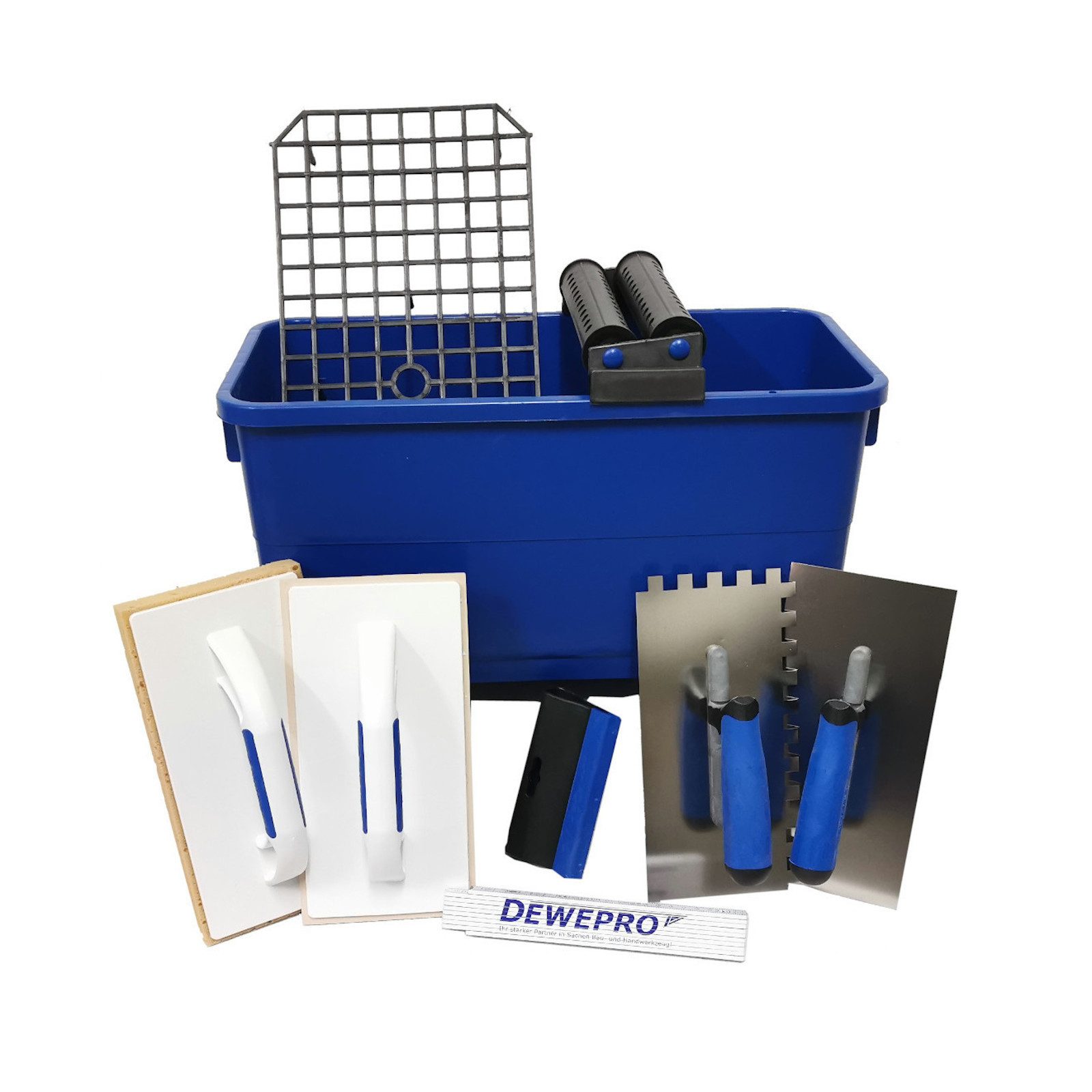 DEWEPRO Fliesenrollenwasch-Set DEWEPRO Profi Fliesenleger Waschset 10-teilig 22l Box Werkzeug Zubehö, (10-tlg., DEWEPRO Profi Fliesenleger Waschset 10-teilig 22l Box Werkzeug Zubehör)