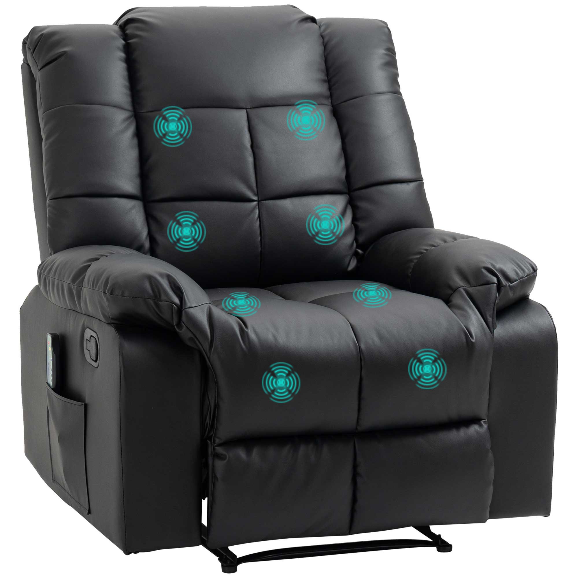 HOMCOM Massagesessel TV Sessel Liegesessel mit Liegefunktion Vibration (Relaxsessel, 1-St., Fernsehsessel), für Wohnbereich, Schwarz – Bild 2 von 5