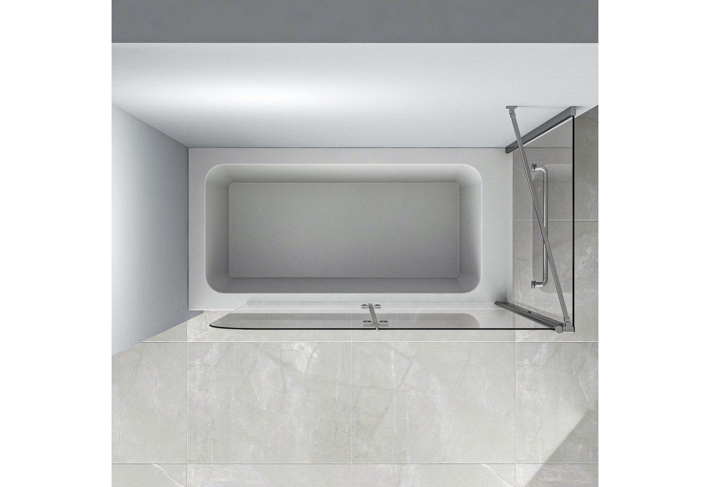 Thumbnail - Hopibath Badewannenfaltwand Eck mit seitenwand 70cm Duschwand für Badewanne 3 teilig / 2 teilig, 6mm ESG, (180° Faltwand...