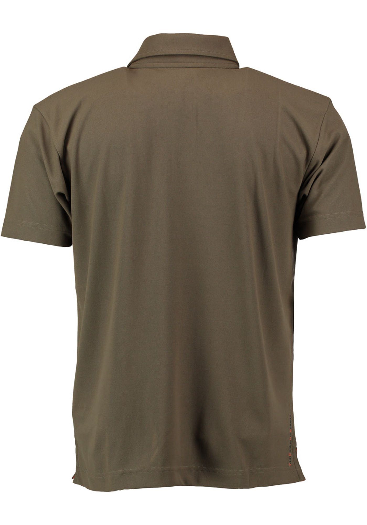 OS-Trachten Poloshirt der dunkelgrün Jagdshirt Wildsau-Stickerei Kurzarm Brusttasche mit Falbo auf