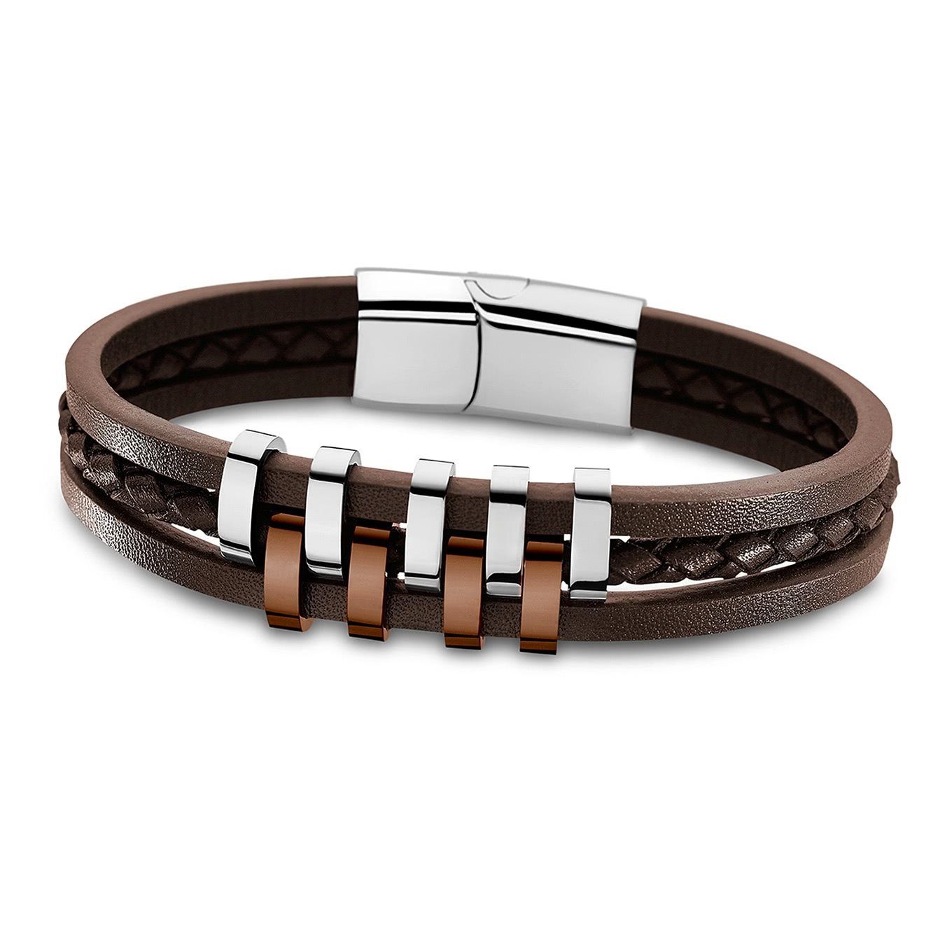 Lotus Style Edelstahlarmband Lotus Style Armband silber braun (Armband), Armbänder für Herren Edelstahl (Stainless Steel)