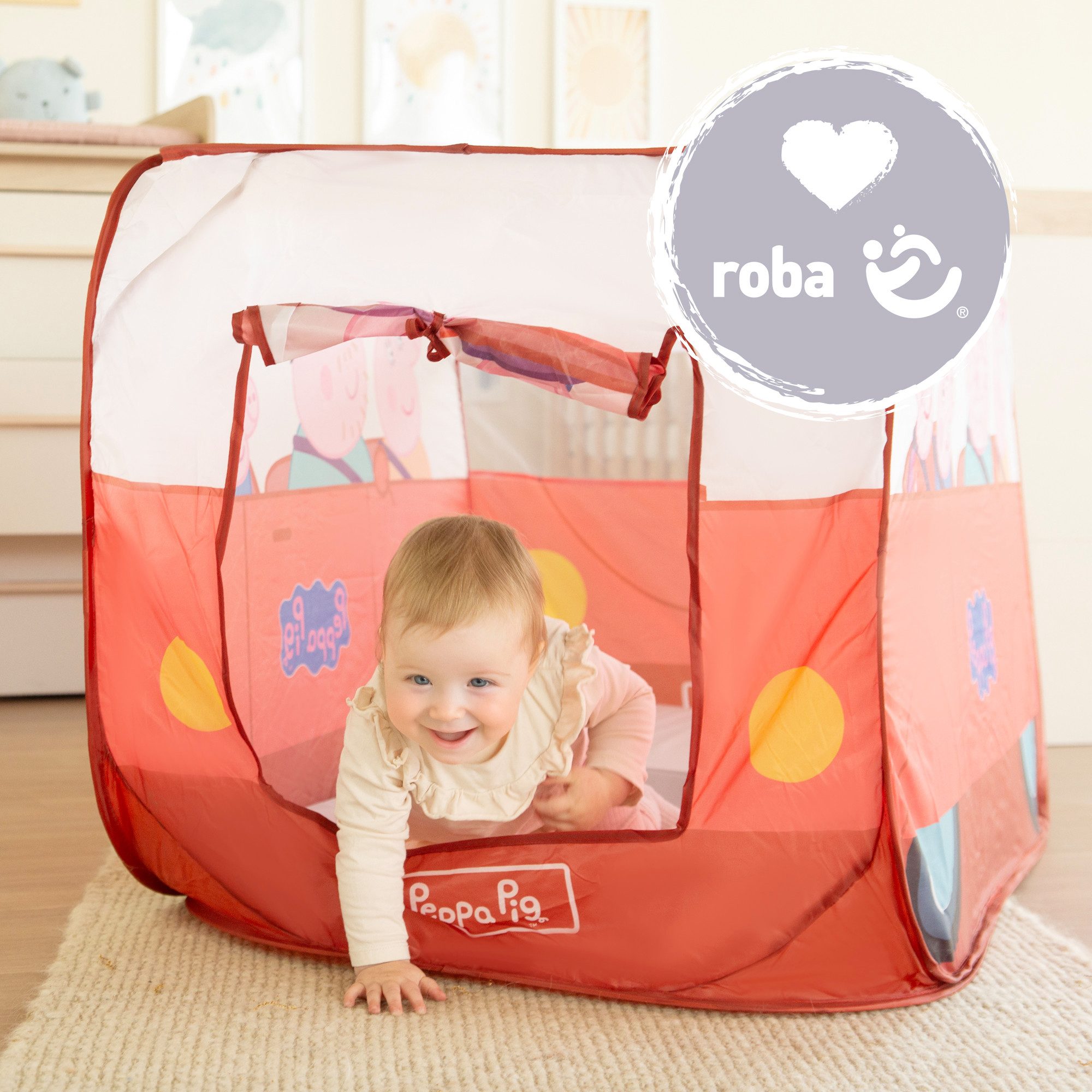 roba® Spielzelt Peppa Pig - Kinderzelt in Autoform Indoor & Outdoor - Rot / günstig online kaufen