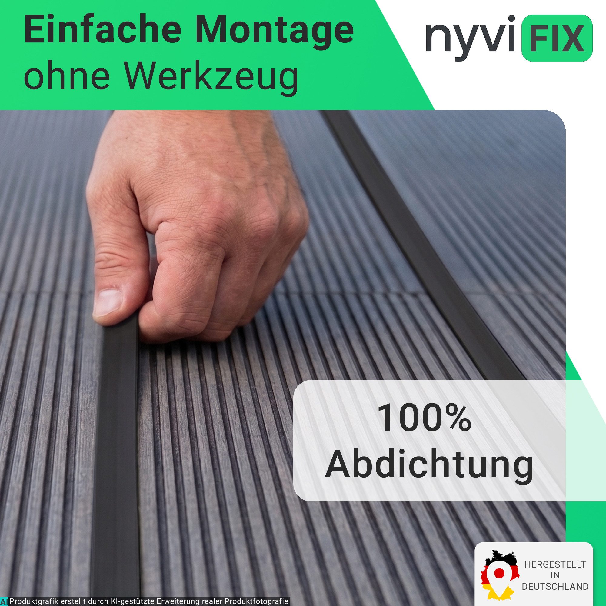 NYVI Terrassendielen Fugendichtband NYVIFix Profi Dichtung für Terrassen Dielen Fugen, Terrassenfugenband für WPC, PVC, Stein und Holzboden, Made in Germany – Bild 4 von 5