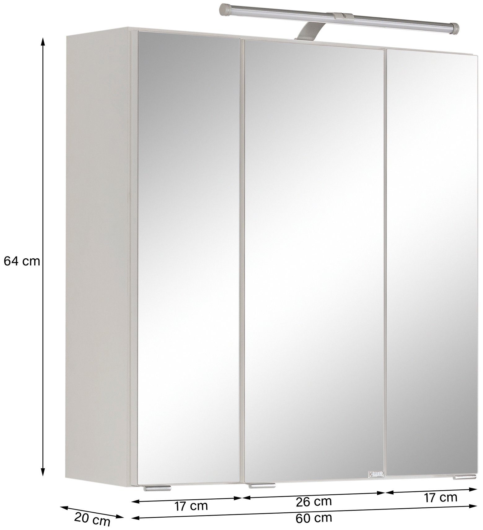 eichefarben/weiß LED-Aufsatzleuchte (5-St), Avignon, mit MÖBEL mit Badmöbel-Set HELD 3D-Spiegelschrank