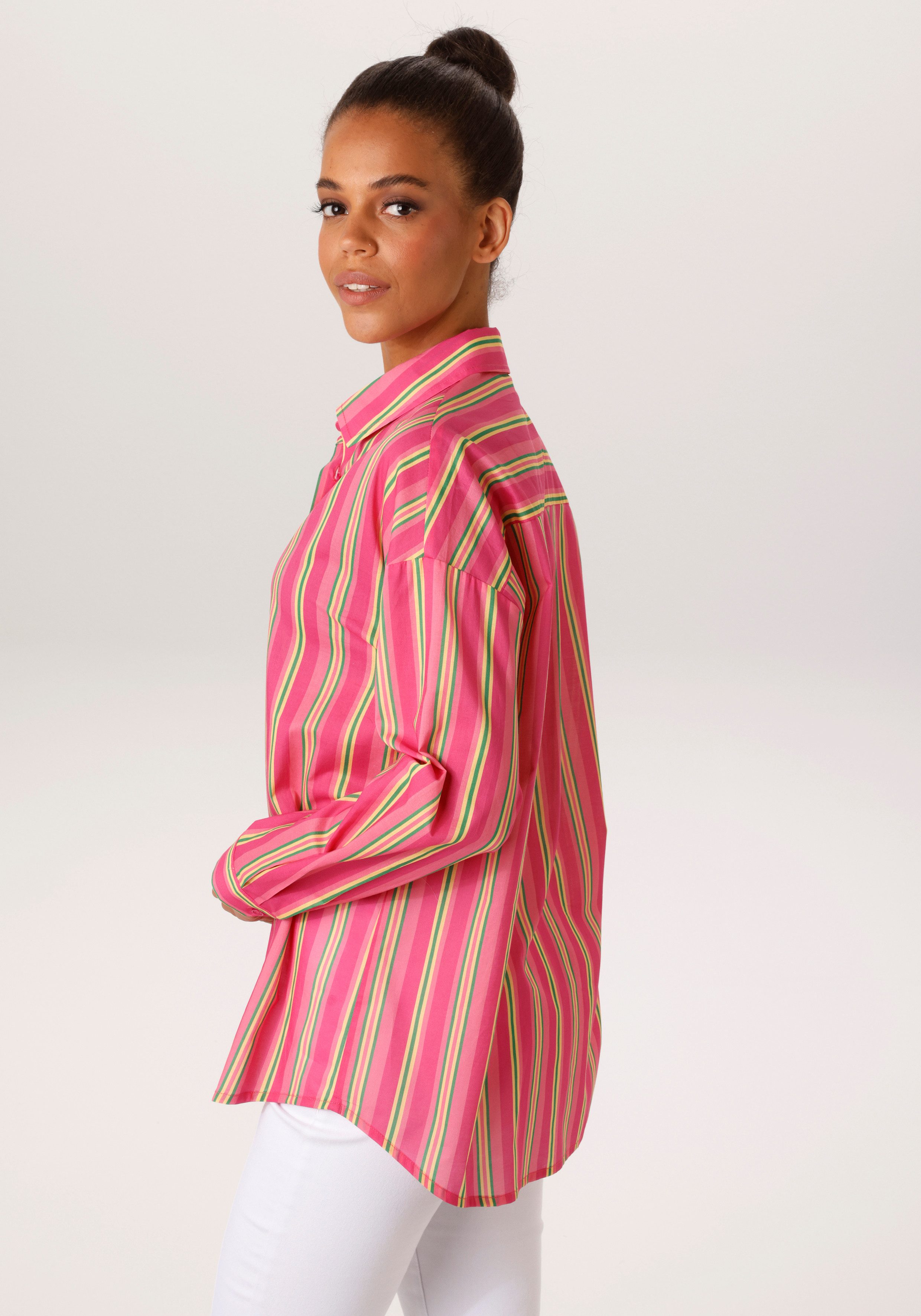 Aniston CASUAL Hemdbluse im knallfarbenem Streifen-Dessin - NEUE KOLLEKTION