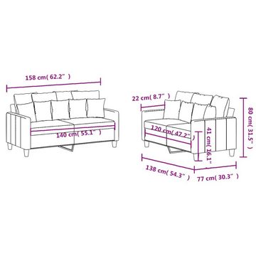 vidaXL Sofa 2-tlg. Sofagarnitur mit Kissen Hellgelb Stoff