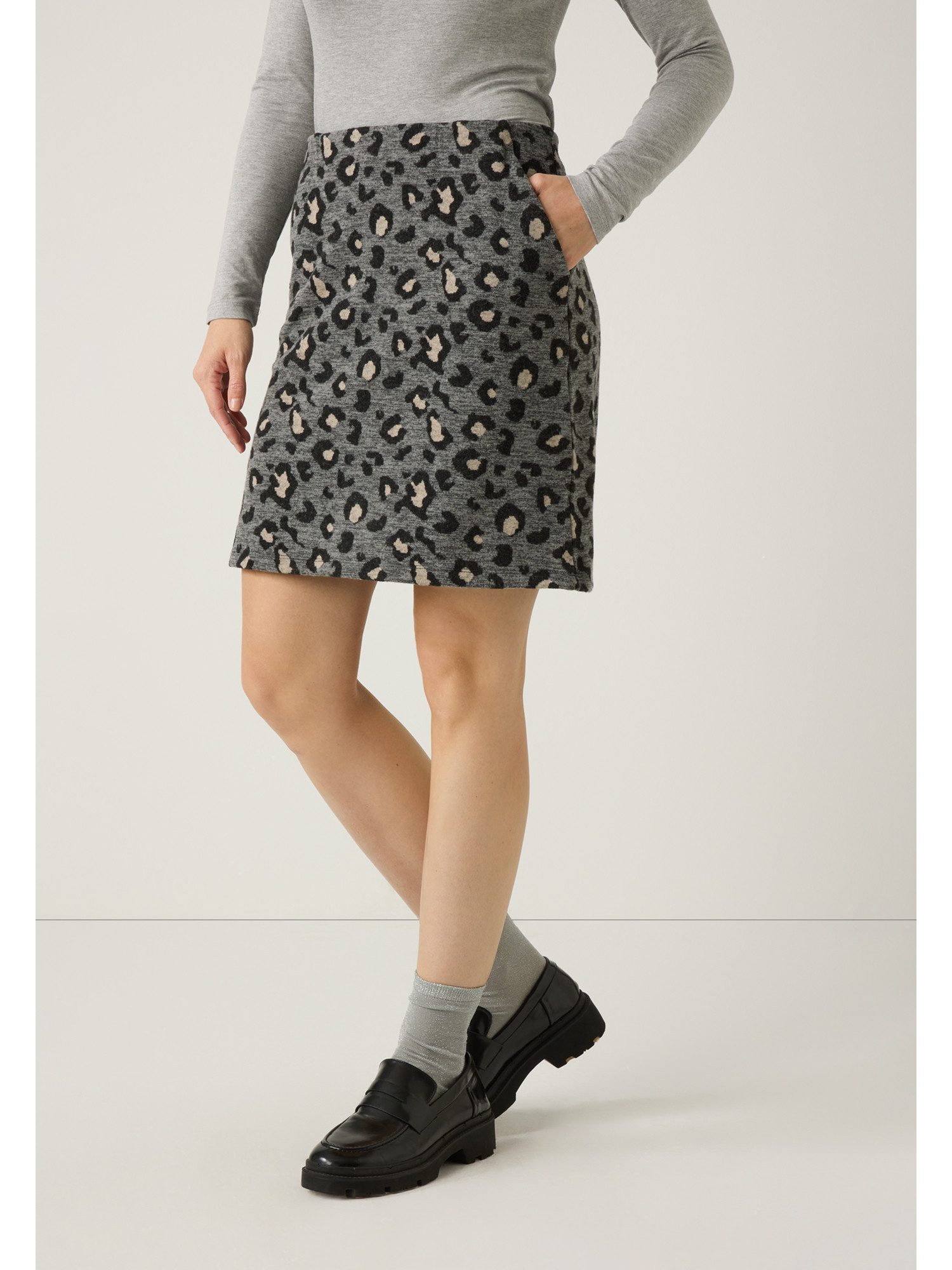 MORE&MORE A-Linien-Rock kurzer Schlupfrock mit Leomuster günstig online kaufen