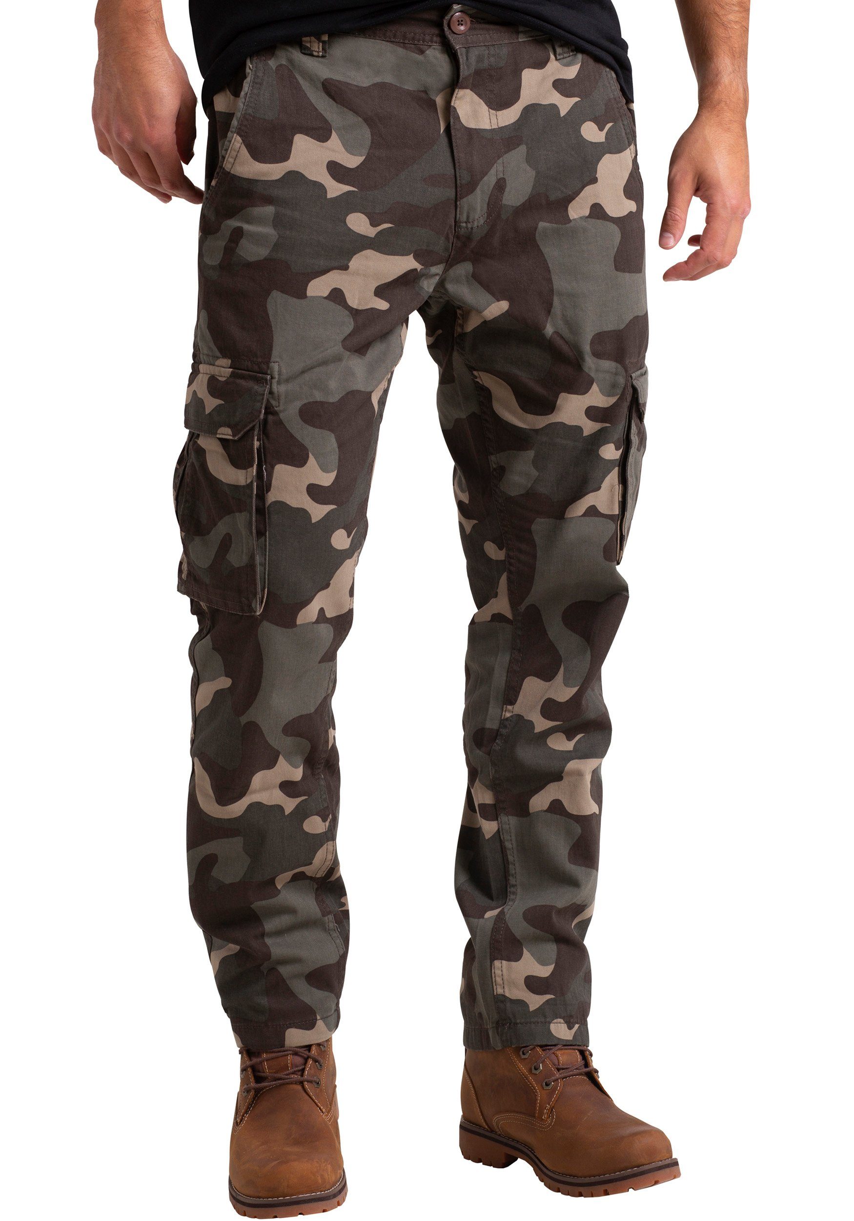 BlauerHafen Cargohose Mens Army Cargo Camouflage Hose Baumwolle Arbeitskleidung gerades Bein Urwald Camo