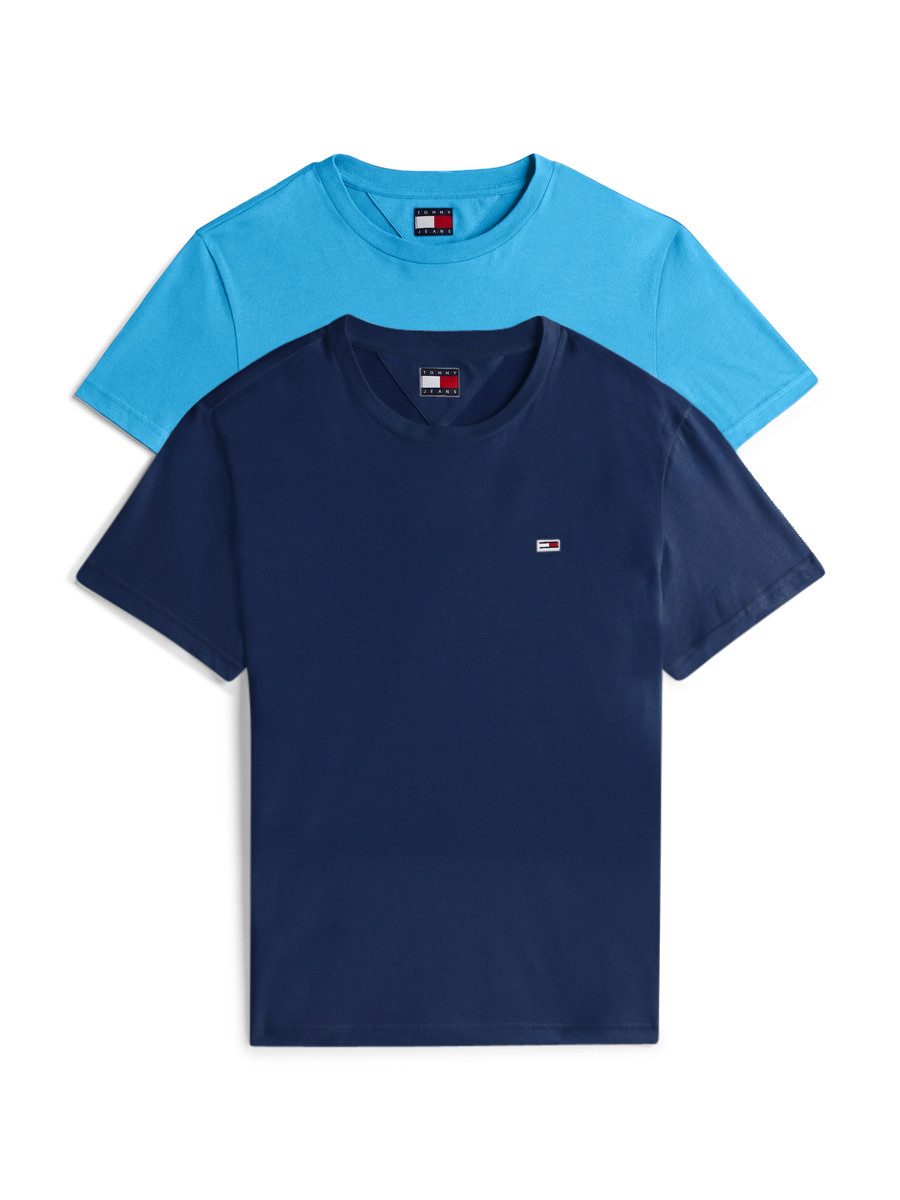 Tommy Jeans Rundhalsshirt TJM XSLIM 2PACK JERSEY TEE EXT (Packung, 2er-Pack) Logostickerei, 2Pack
