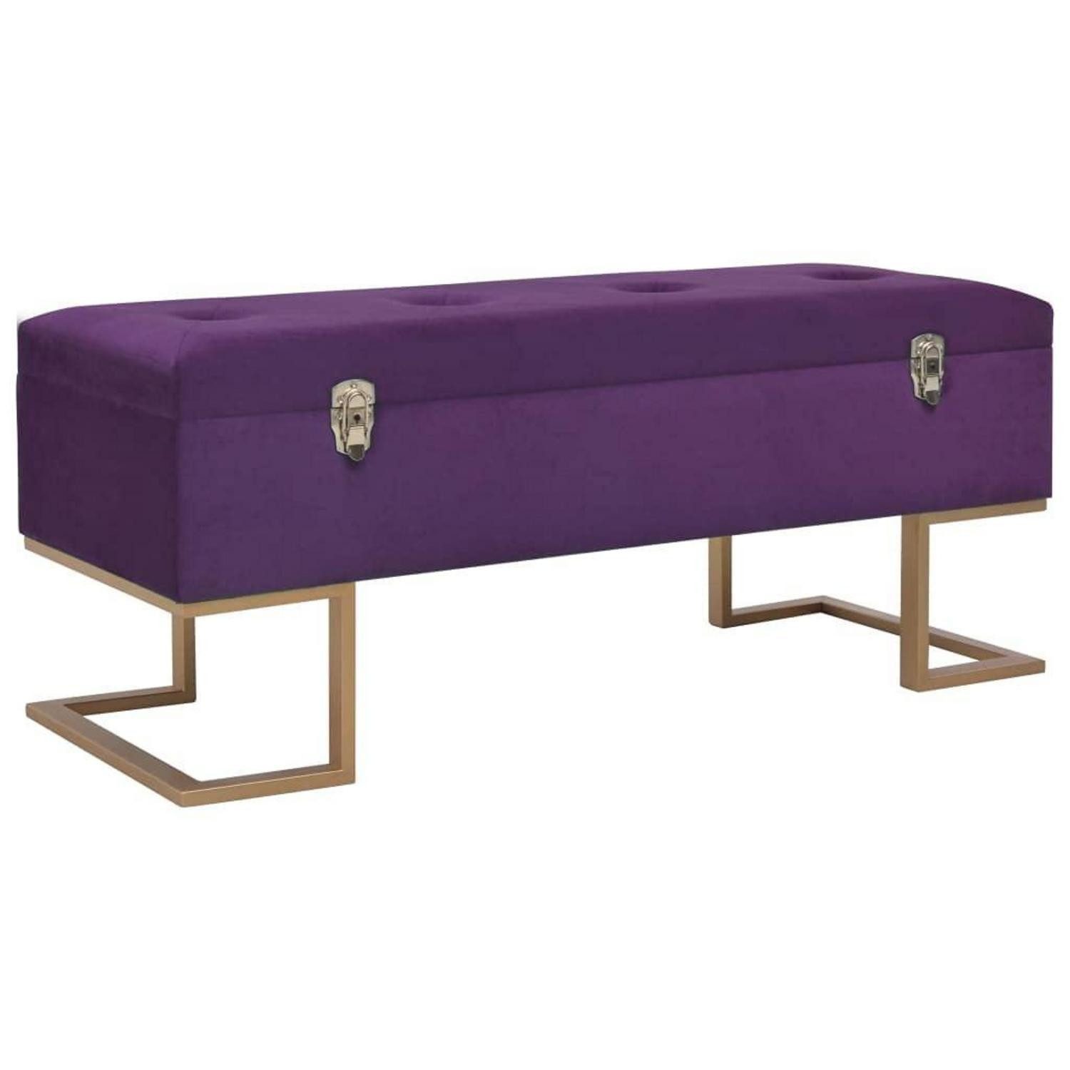 LuxusKollektion Schuhbank Sitzbank mit Staufach Lila/Golden 105cm Samt (1-St)