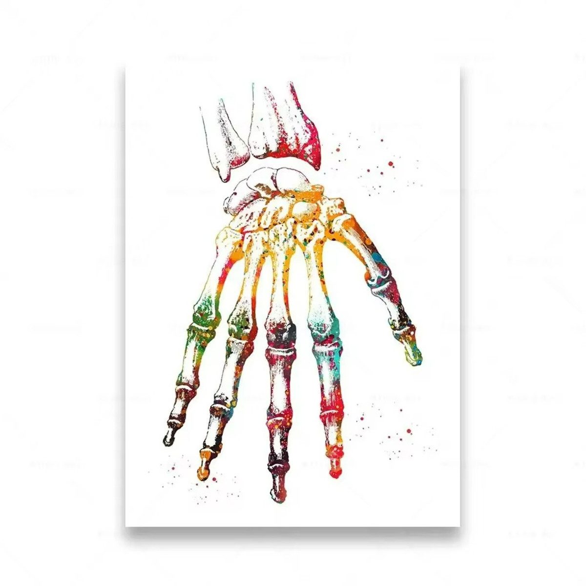 TPFLiving Kunstdruck (OHNE RAHMEN) Poster - Leinwand - Wandbild, Menschliche Anatomie, Wirbelsäule, Herz, Gehirn, Zähne, HD-Leinwand (Leinwandbild XXL), Farben: Orange, Rot, Blau, Schwarz, Weiß, Rosa -Größe: 30x40cm