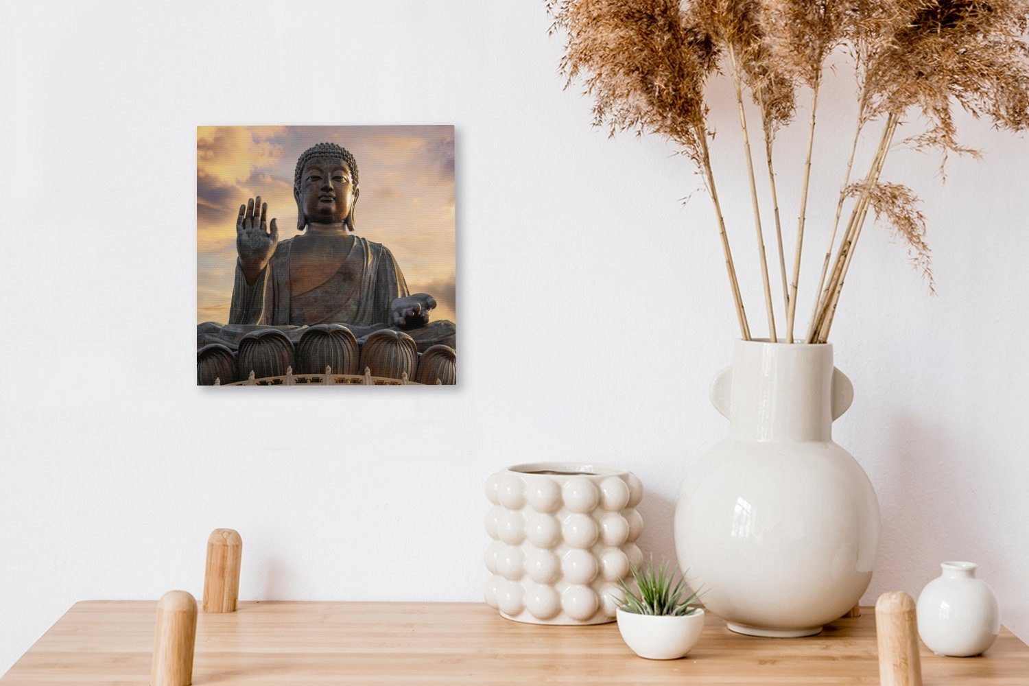 Tan Bilder Leinwandbild in Hongkong, Tian St), dem hinter Leinwand Schlafzimmer (1 für Buddha OneMillionCanvasses® Wohnzimmer Sonnenuntergang