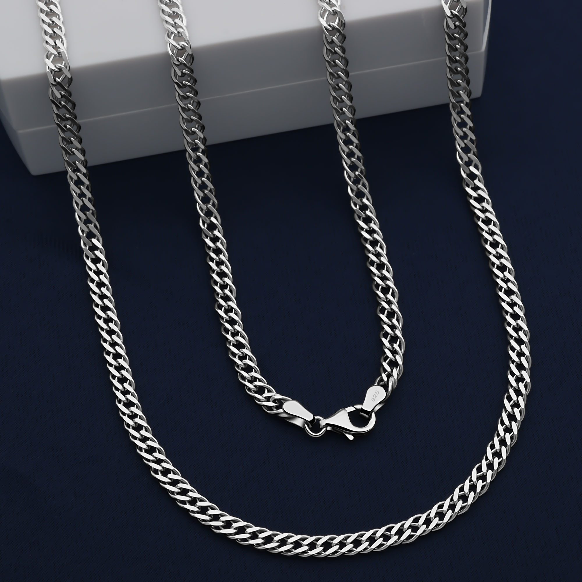 Tony Fein Silberkette Doppelpanzerkette 6mm 925er Silber Massiv Rhodiniert, günstig online kaufen