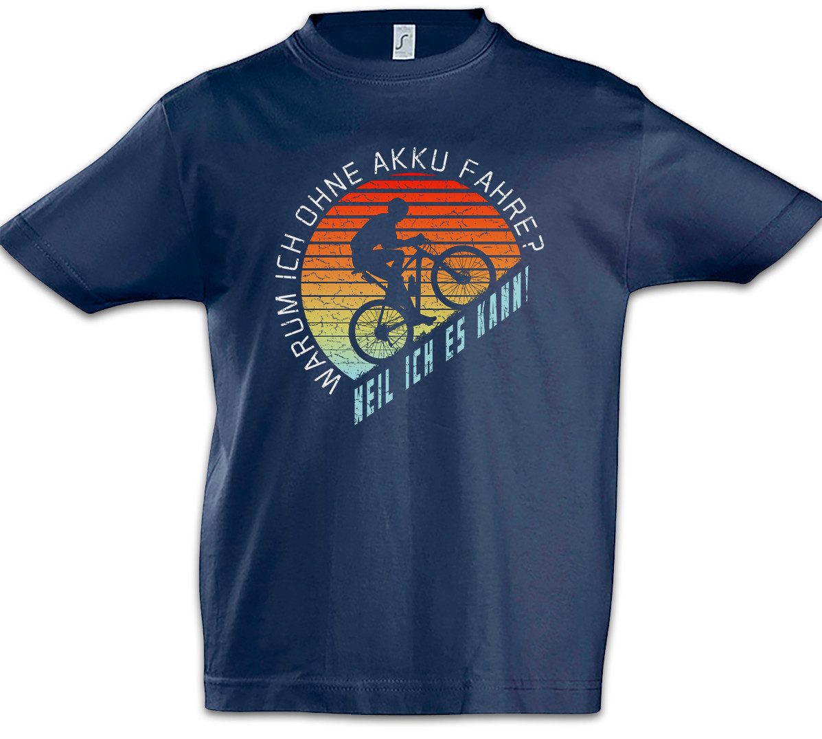 Urban Backwoods Print-Shirt Ohne Akku Kinder T-Shirt Anti E-Bike Mountainbike Fun Fahrrad Rennrad (1-tlg) Sport MTB Downhill Fun