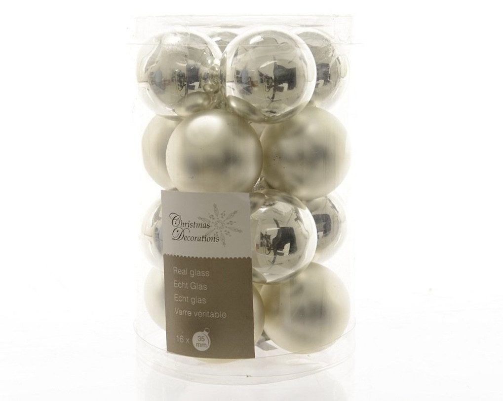 Palline Di Natale In Vetro Kaemingk - 4 Pezzi, Diametro 10 Cm, Opache E Lucide, Colore Bianco Invernale