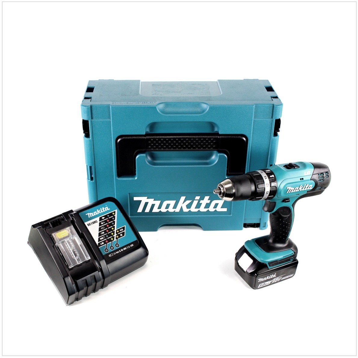 Thumbnail - Makita Schlagbohrmaschine DHP 453 RT1J Akku Schlagbohrschrauber 18V 42Nm + 1x Akku 5,0Ah + Lade