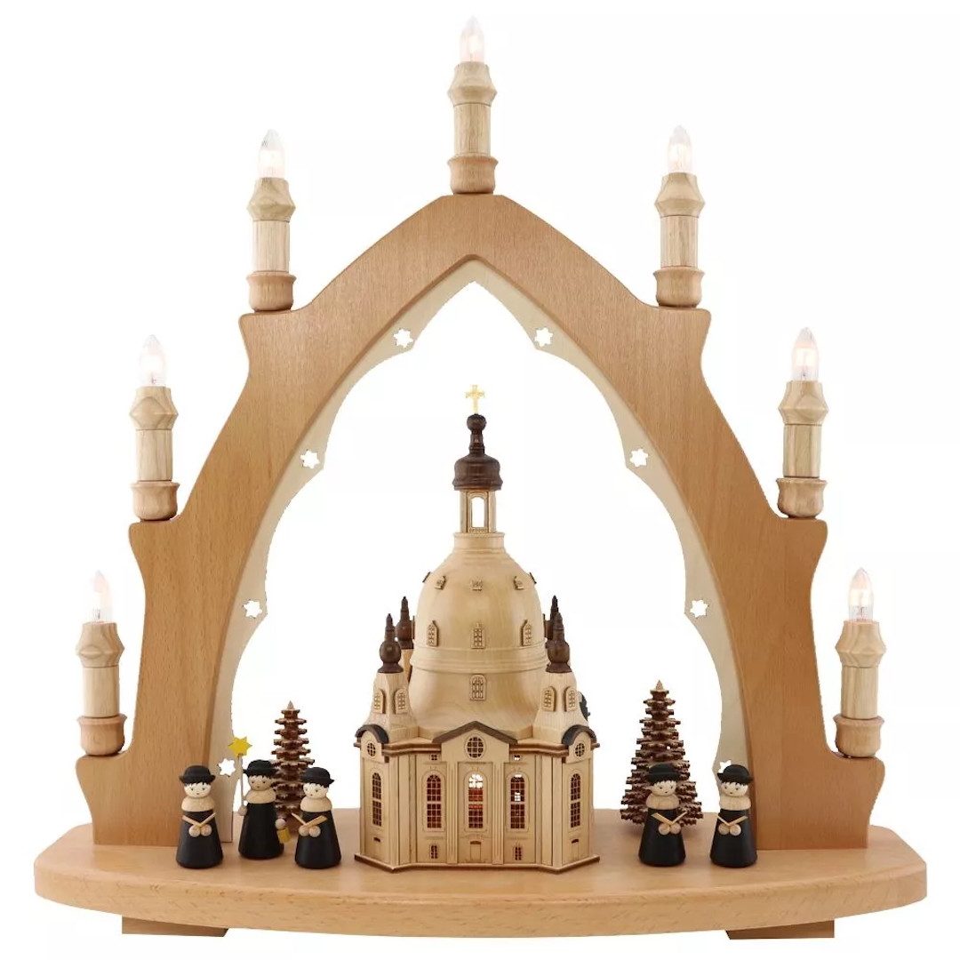 Lenk und Sohn Lichterbogen Lenk und Sohn Schwibbogen Frauenkirche mit Kurrendefiguren schwarz (1-tlg)
