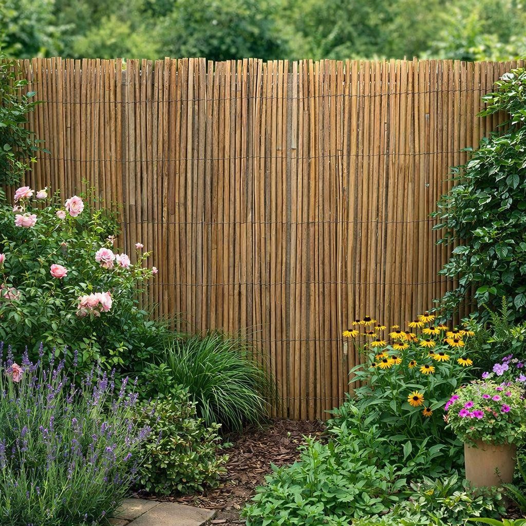 ESTEXO Sichtschutzzaunmatten Bambusmatte Sichtschutzzaun Balkon Sichtschutz 100 cm x 5 m Bambus W