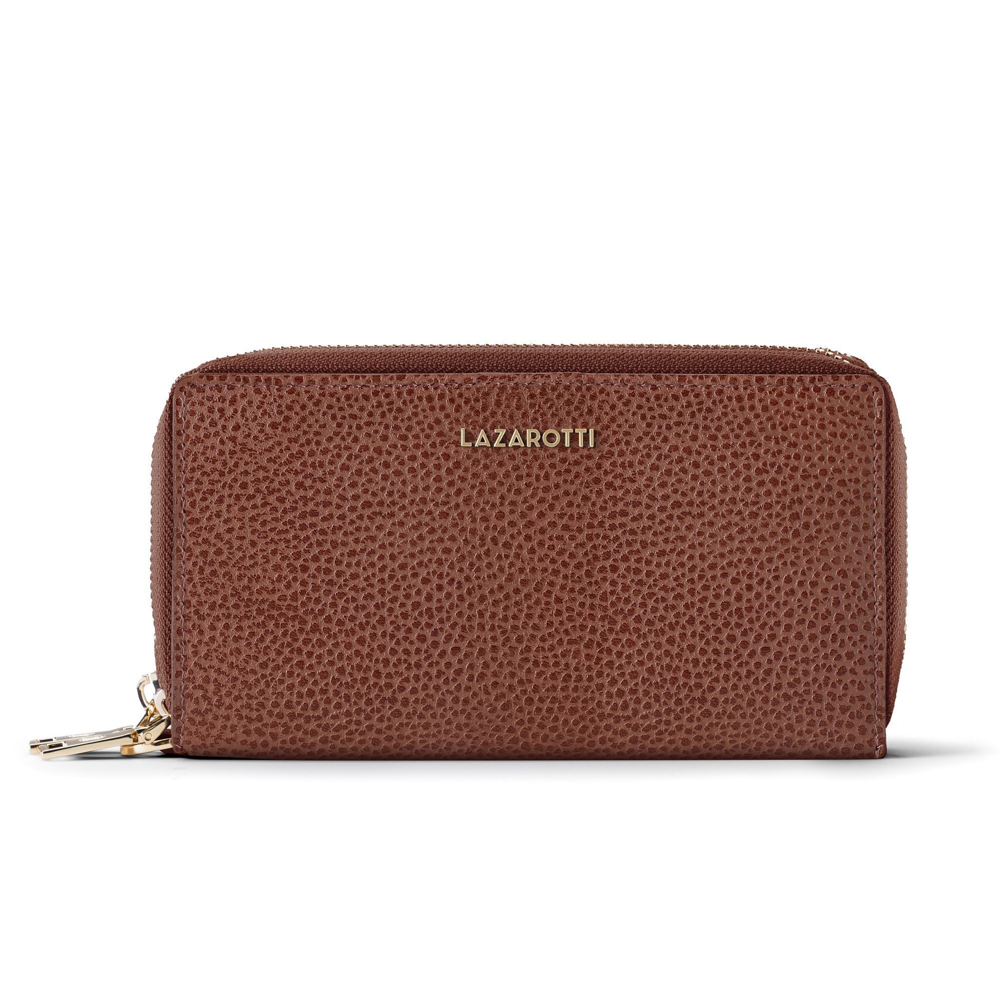 Lazarotti Geldbörse Bologna Leather XL Double Zip-Around Geldbörse RFID Leder 20 cm