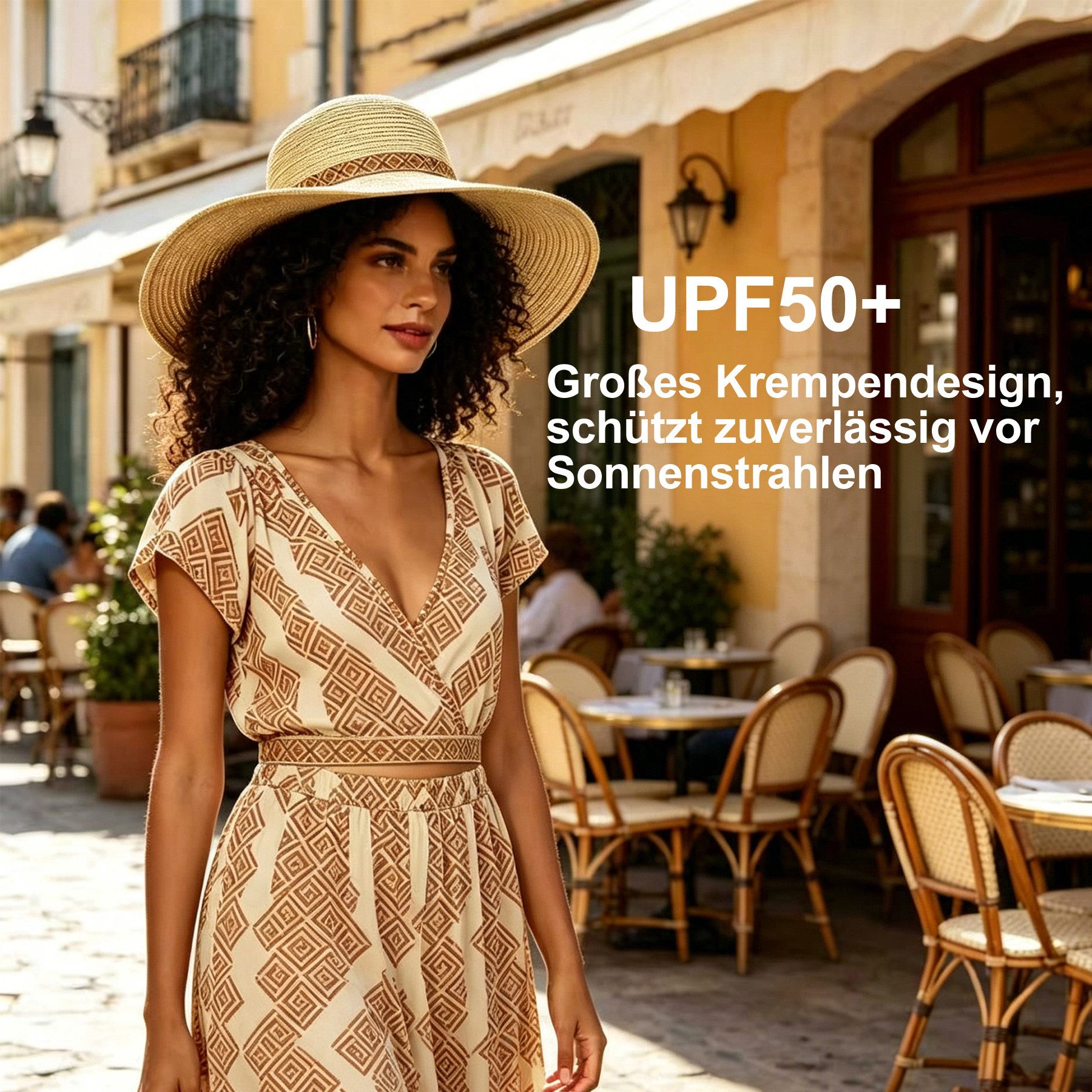 Mutig Sonnenhut Strand Sonnenhut Damen, Strohhut Sommer Faltbar mit Breite Krempe (Bowknot Strohhüte Sommerhut Leicht Kappe Strand Sonnenhut UPF 50+, Groß Sonnen Shade, sonnenhüte, sonnenhüte für damen) für Strand Urlaub Reise Pool Park Camping oder Reisen ohne Formverlust