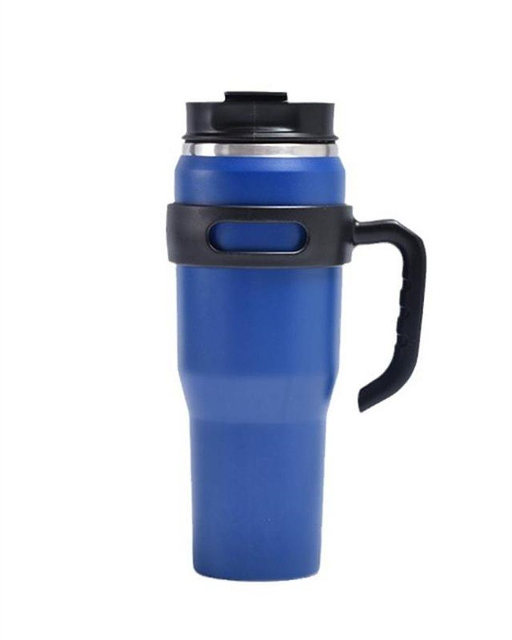 Rouemi Isolierflasche Doppelwandig Trinkbecher Thermosflasche,mit heiß/24h und Heiß- Isolierung,12h Vakuum kalt Henkel Dunkelblau 1000ml, Kaltgetränke