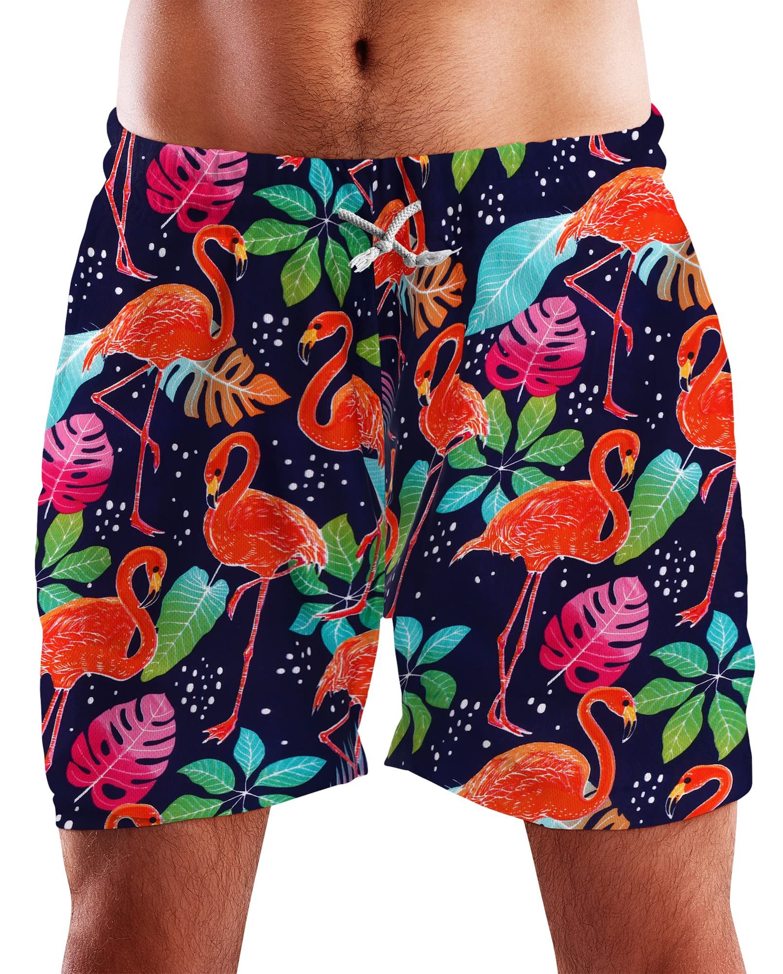 King Kameha Badeshorts Funky Flamingos Hawaii Bade-Shorts Mesh-Einsatz Verschluss Kordelzug Mit integriertem Mesh-Innenslip für extra Komfort
