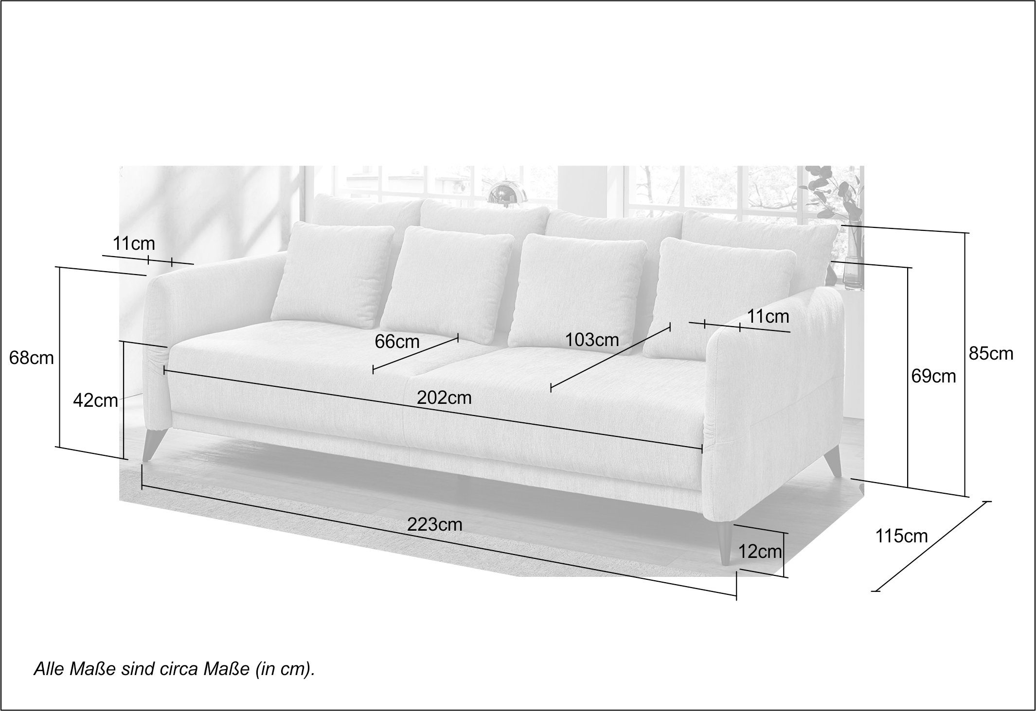 Jockenhöfer Gruppe Big-Sofa | verstellb.Armlehnen,Federkernpolsterung,8 im Schenna, Raum stellbar grau Kissen,frei grau