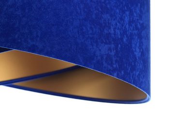 Licht-Erlebnisse Pendelleuchte MADAN, ohne Leuchtmittel, Wohnzimmer in Weiß Kobaltblau Gold E27 D: 50 cm Modern Metall Stoff