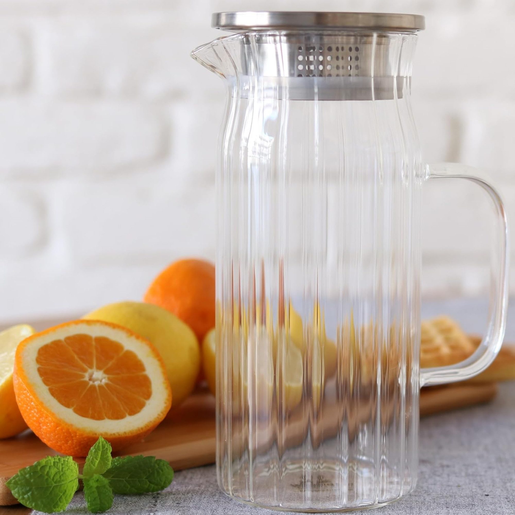 Wilmax England_Homtex Kaffeekanne, Wilmax Glaskaraffe 1L mit 6 Wassergläsern (250 ml) – Elegantes Set