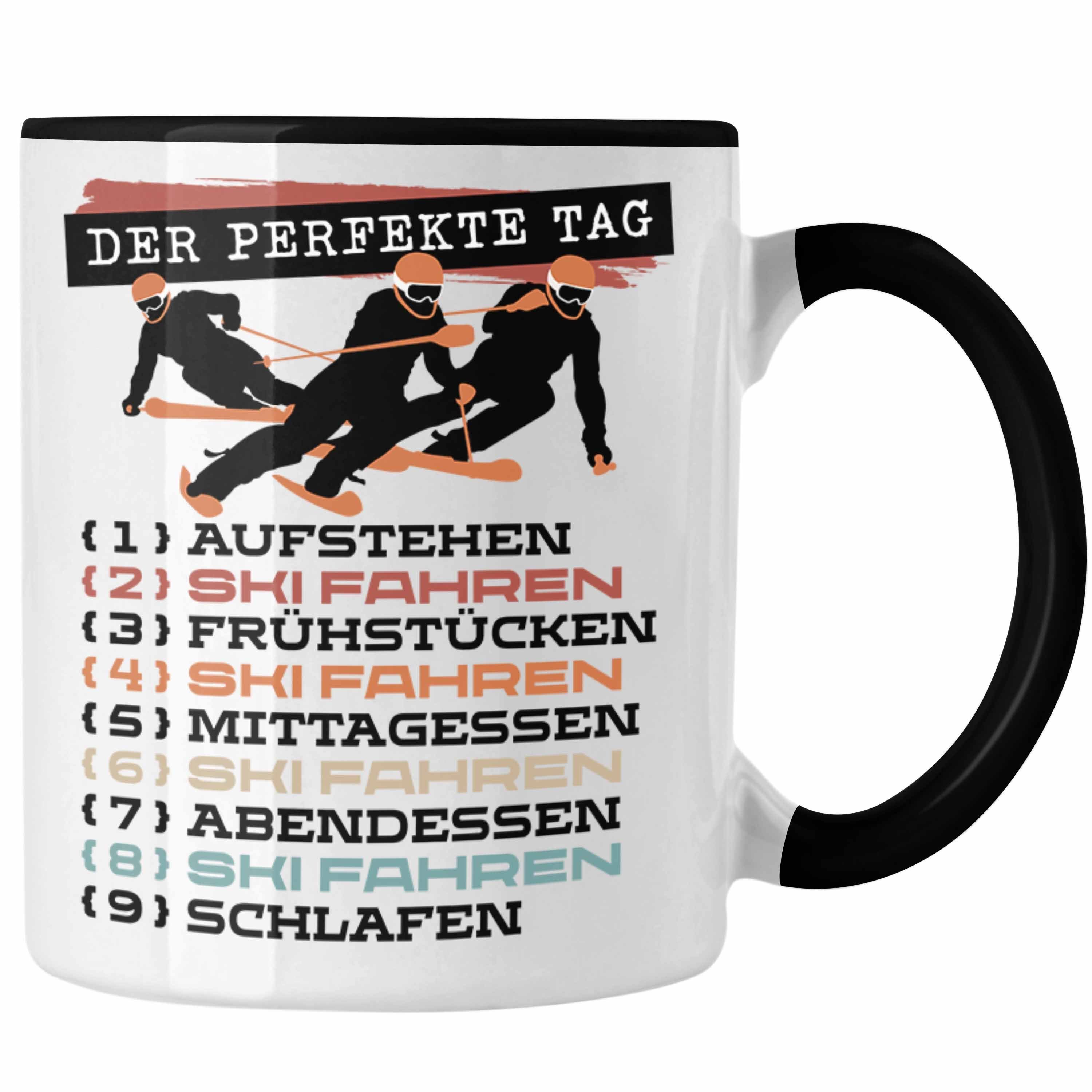 Trendation Tasse Trendation - Ski Fahren Tasse Geschenk Becher Der Perfekte Tag Skifahr Schwarz