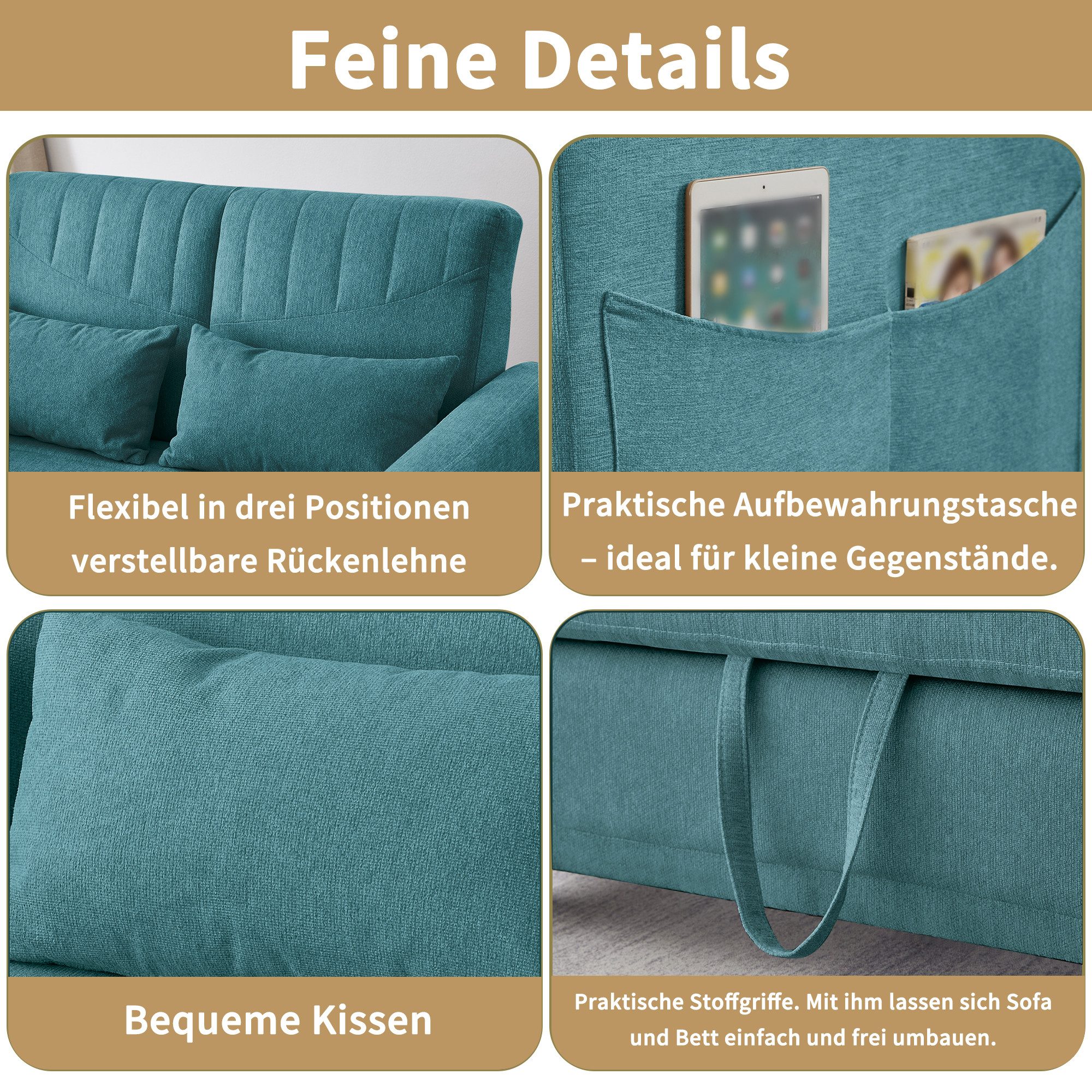 HAUSS SPOLE Schlafsofa Sofabett mit Schlaffunktion Zweisitzer-Klappsofa Bau günstig online kaufen