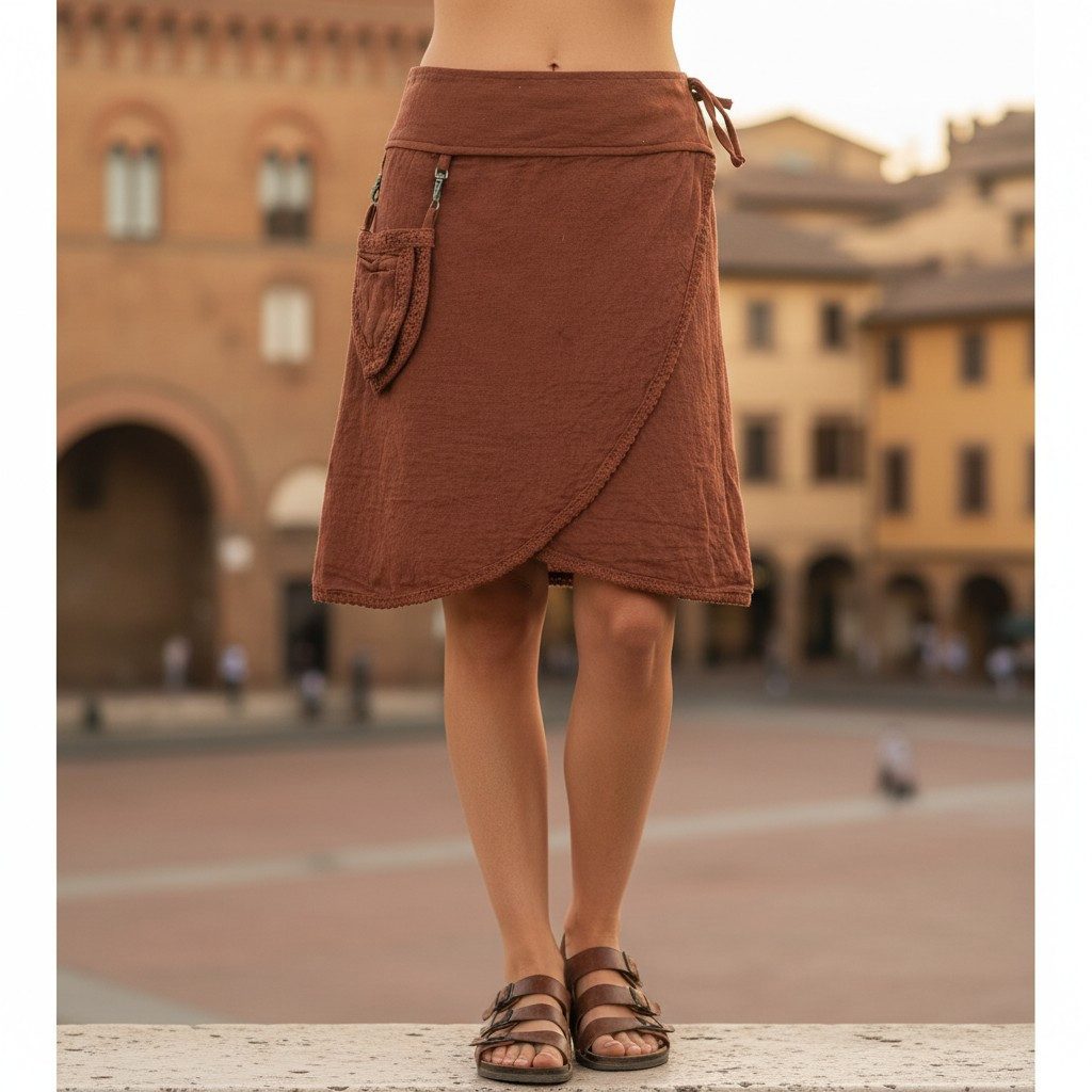 Guru-Shop Minirock Pixi Festival Boho Minirock, natürlicher Ethno.. alternative Bekleidung