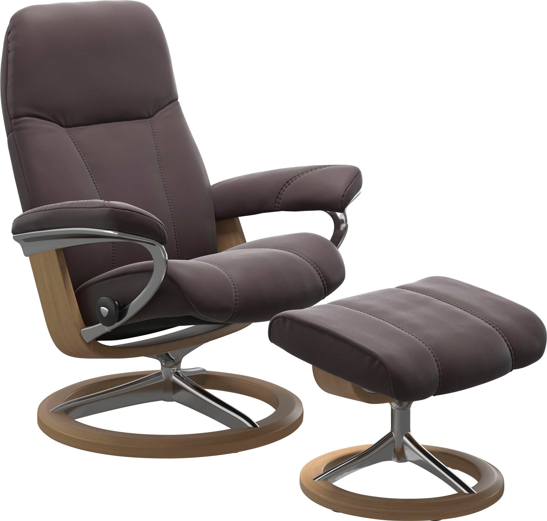 Stressless® Relaxsessel Consul (Set, Relaxsessel mit Hocker), mit Hocker, mit Signature Base, Размер M, Gestell Eiche