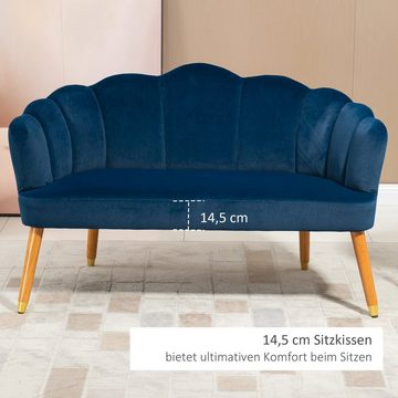 HOMCOM Loveseat 2-Sitzer Sofa im Retrodesign, Holzbeine, Velvet-Touch