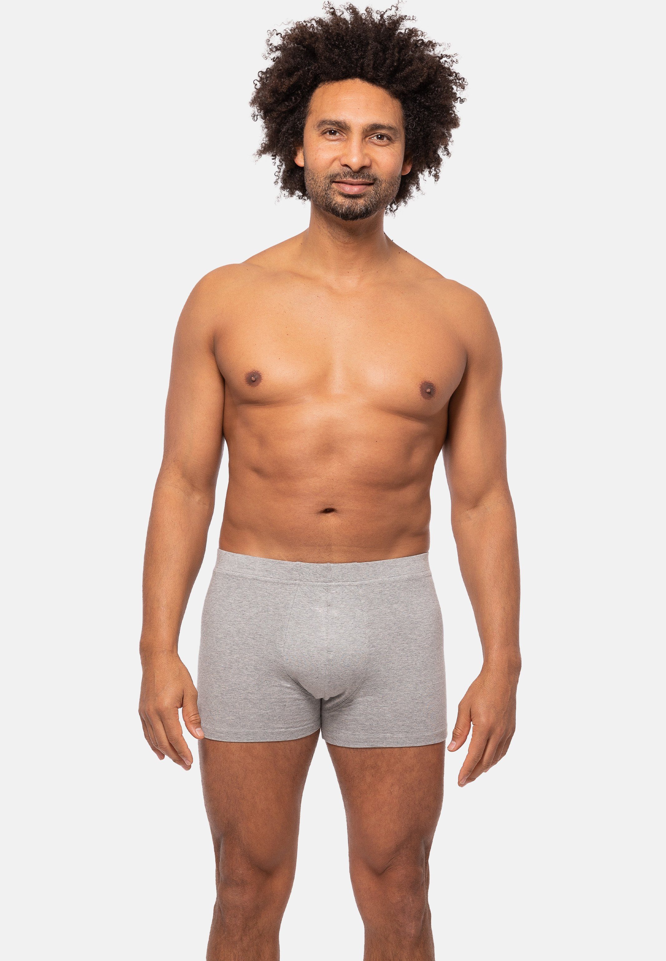 Melange Grau Short Pack Pant Eingriff Melange Ohne (Spar-Set, Baumwolle - Cotton / Retro - Organic Retro - - 6-St) 6er Almonu Boxer