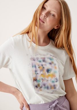 s.Oliver Kurzarmshirt T-Shirt mit Print und Stickdetail Stickerei
