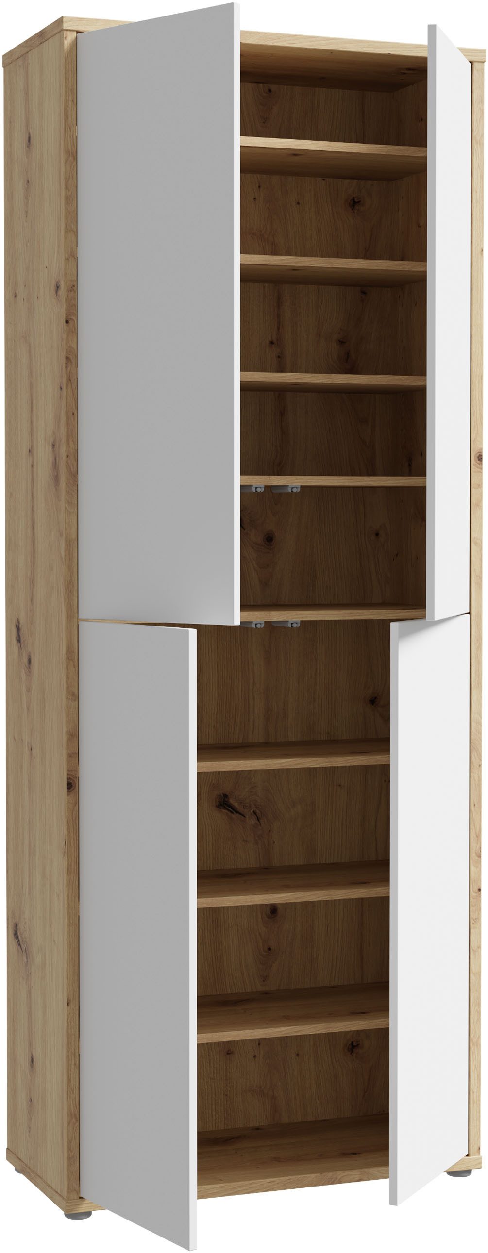 FORTE Schuhschrank Alice Springs, Schuhschrank, Höhe 191,9 cm, 4 Türen, viel Platz (B/H/T 74,5/191,9/34,9 cm) Stauraumschrank, Mehrzweckschrank, Breite 74,5 cm, mit 8 Böden