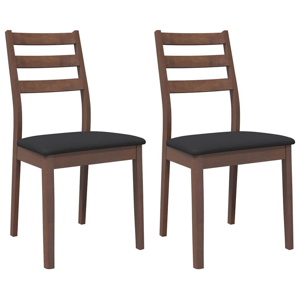 vidaXL Esszimmerstuhl Esszimmerstühle mit Kissen 2 Stk. Braun Massivholz Gummibaum (2 St)
