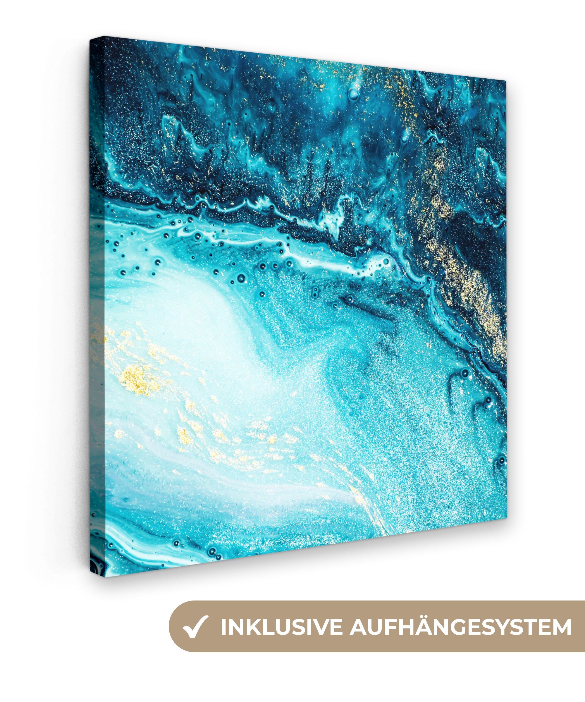 OneMillionCanvasses® Leinwandbild Marmoroptik - Blau - günstig online kaufen