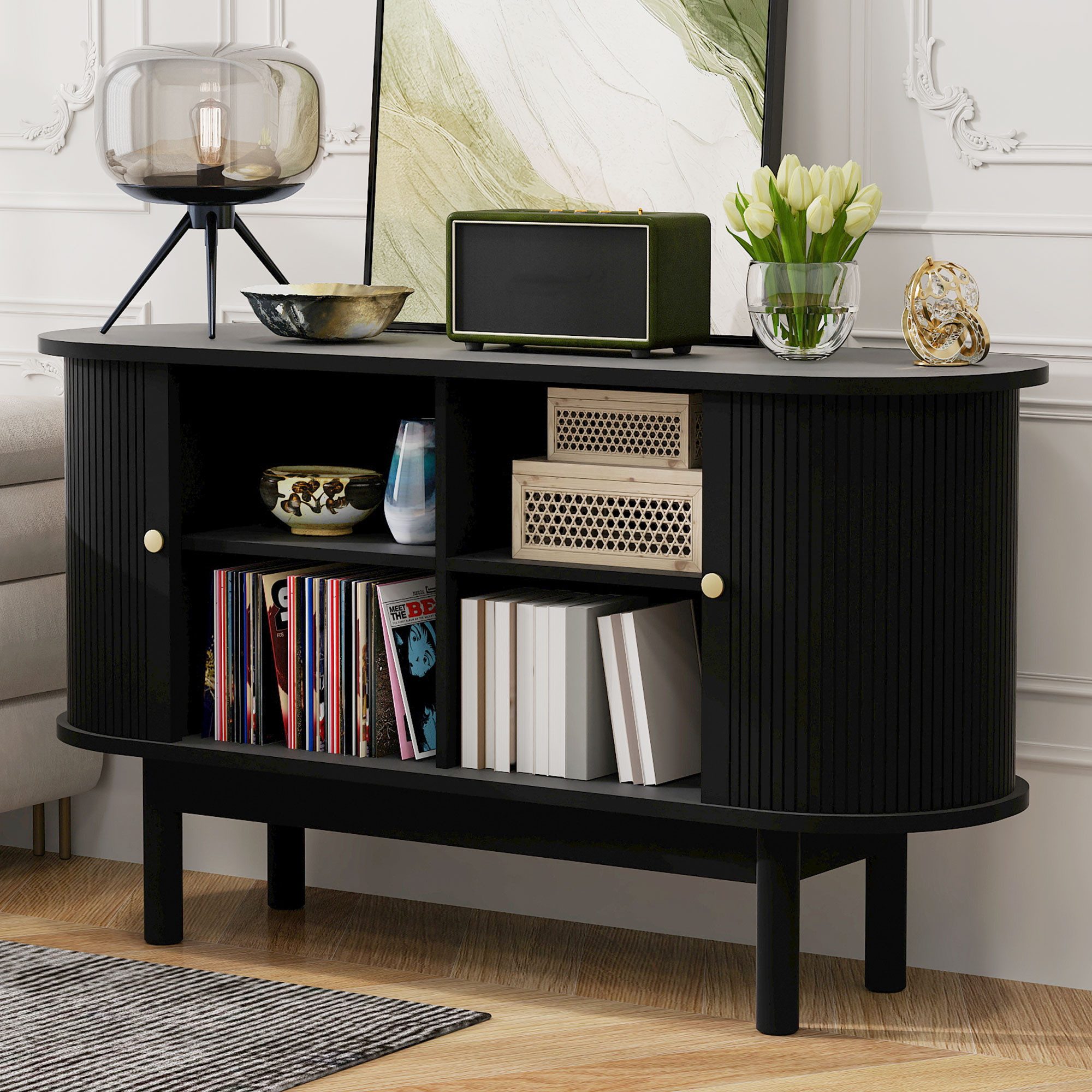 Flieks Sideboard mit Rattan-Schiebetüren (1 St., günstig online kaufen