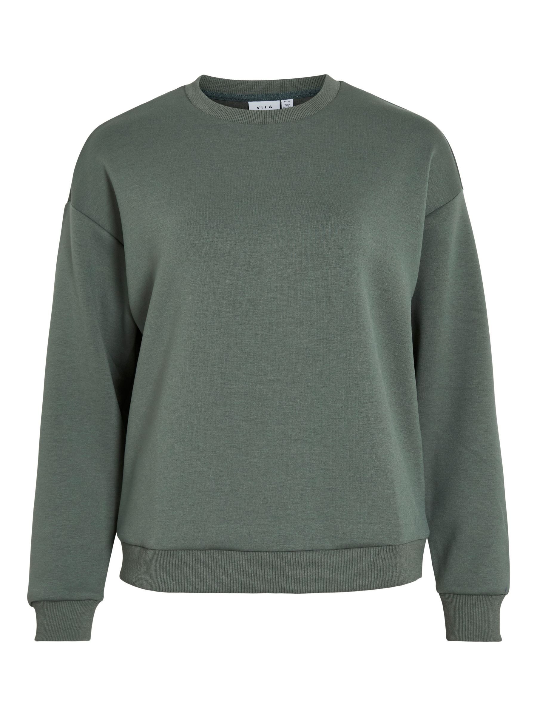 Vila Longpullover Jumper round neck long sleeves soft look für Damen Recyceltes Material nachhaltig Regular Fit Rundhals unifarben