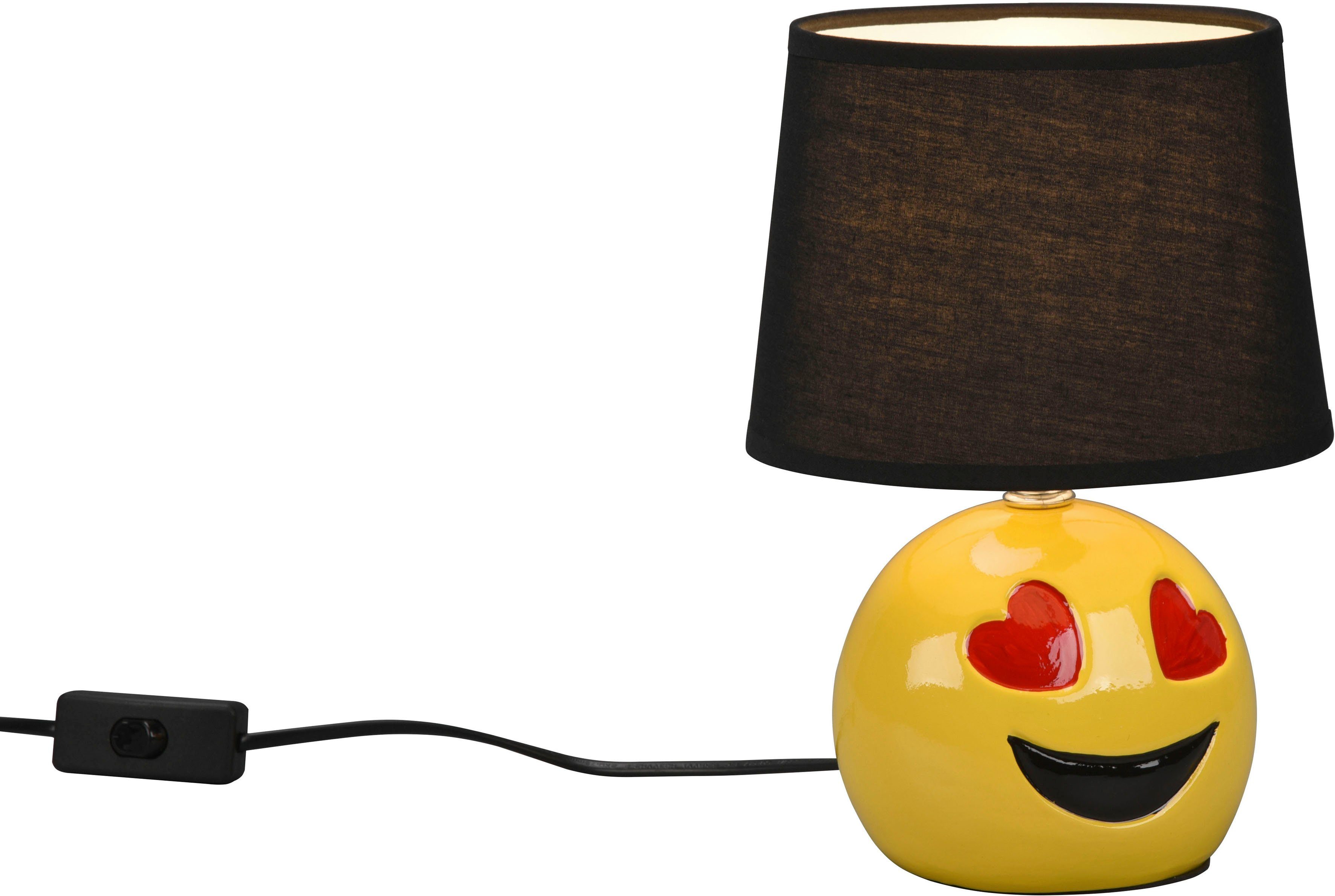 TRIO Leuchten Schreibtischlampe Lovely, 18cm Schnurschalter Ø Tischlampe max ohne 1xE14 Smiley-Look, warmweiß 10W Deko Leuchtmittel, - kaltweiß, exkl