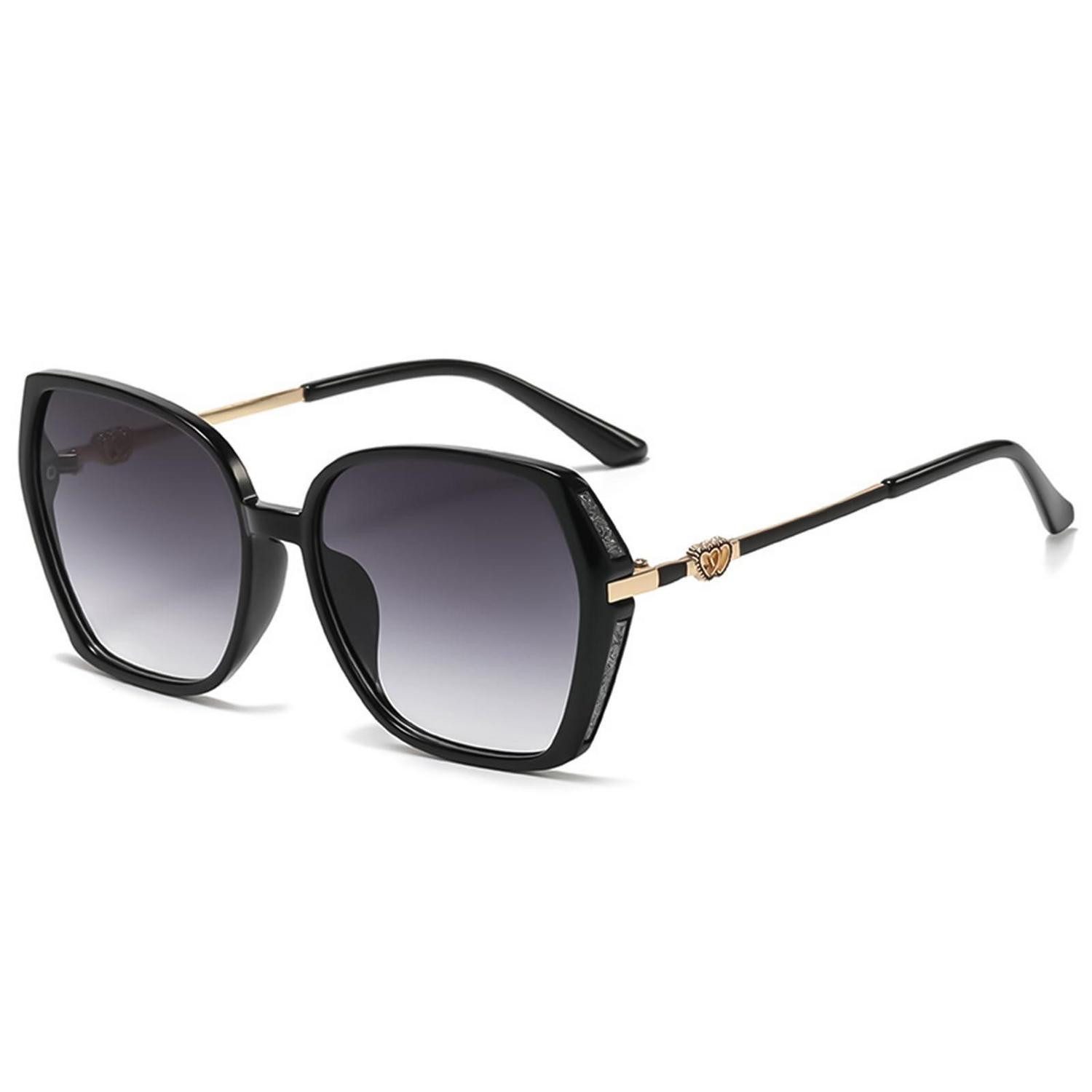 LuxusKollektion Retrosonnenbrille Sonnenbrille Damen Groß Schmetterlingsästhetik Schwarz 54 Millimeter