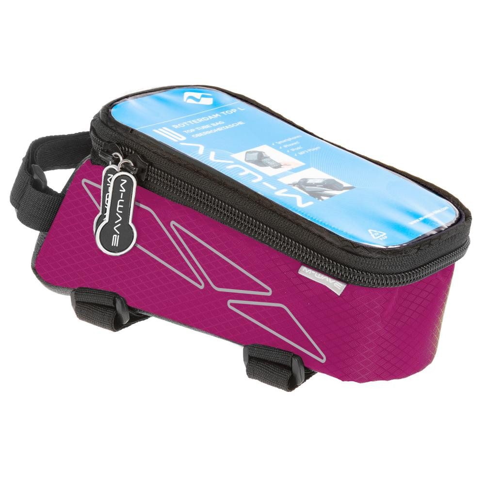 M-Wave Fahrradtasche M-WAVE Rotterdam Top Oberrohrtasche pink mit Smartphone-Fach und Klet