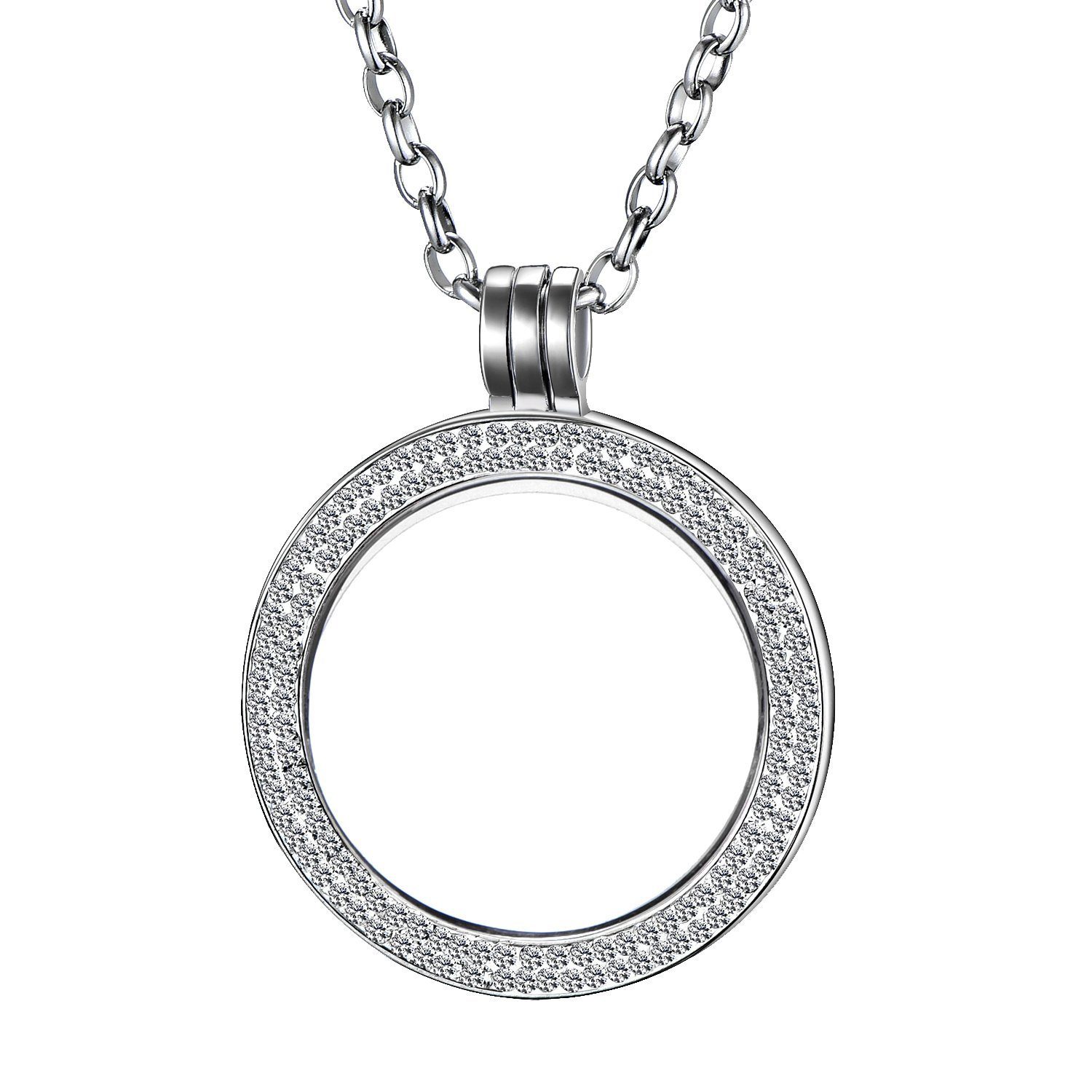 Morella Kette mit Anhänger Damen Halskette 70 cm für Coins 33 mm (1-tlg), Silberne Kette, Coin Carrier, im Samtbeutel