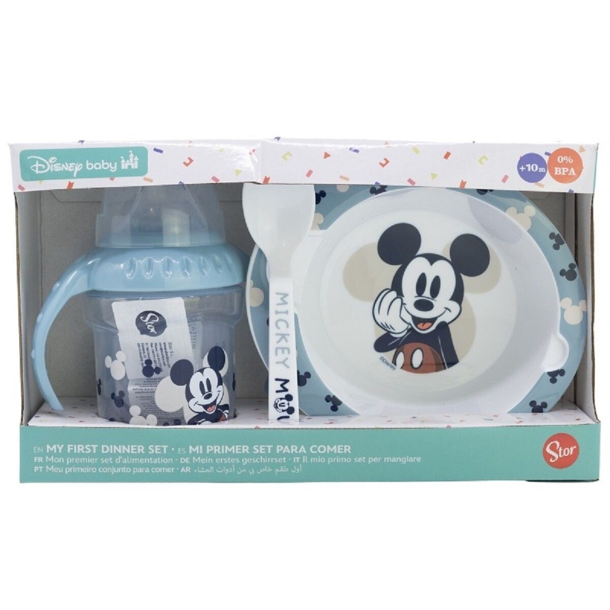 Disney Trinkflasche Mickey Mouse Baby Geschenkset 3-teilig Trinkbecher, Schale & Löffel