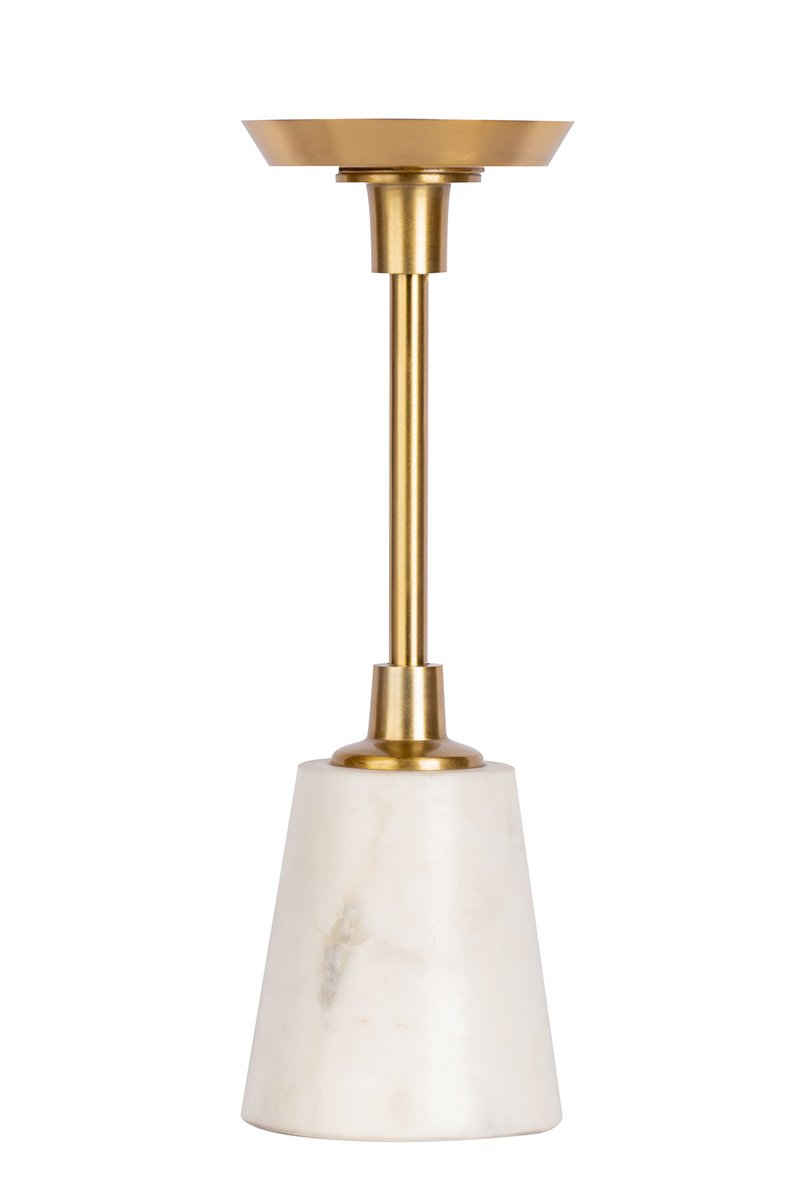 en.casa Kerzenständer, Hangefertigter Deko-Kerzenhalter 10x10x30cm Gold / Weiß