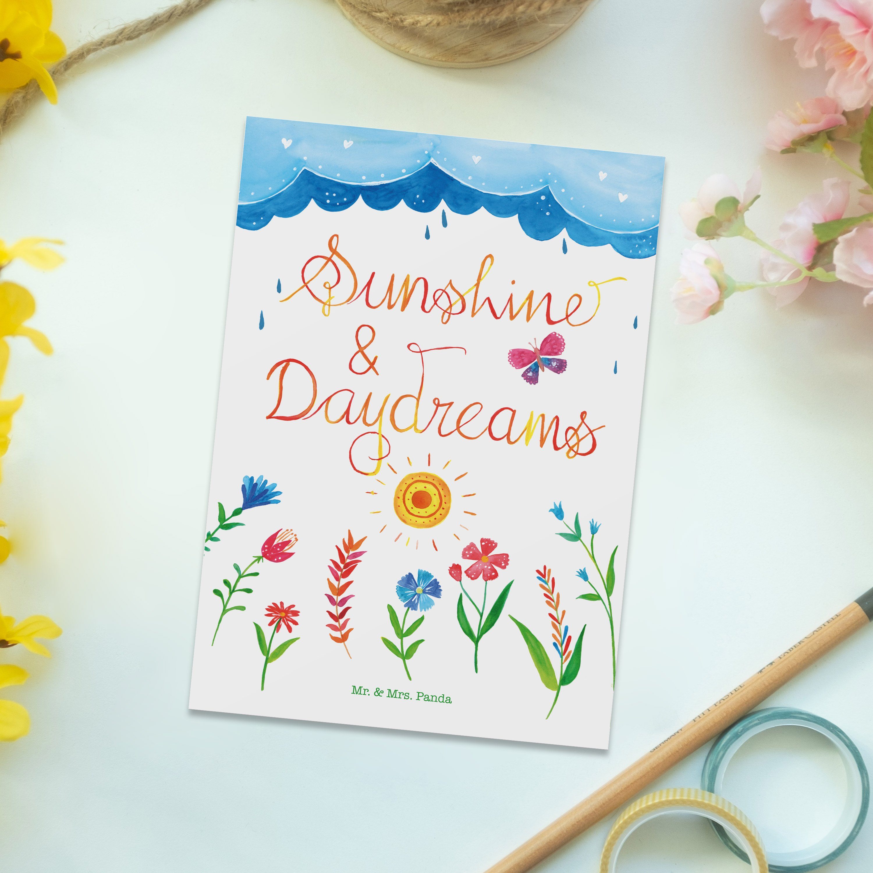 Grußkarte, & Ansichtskarte, Daydreams Mrs. Mr. - Geschenk, Sunshine Postkarte and Dankeska Panda