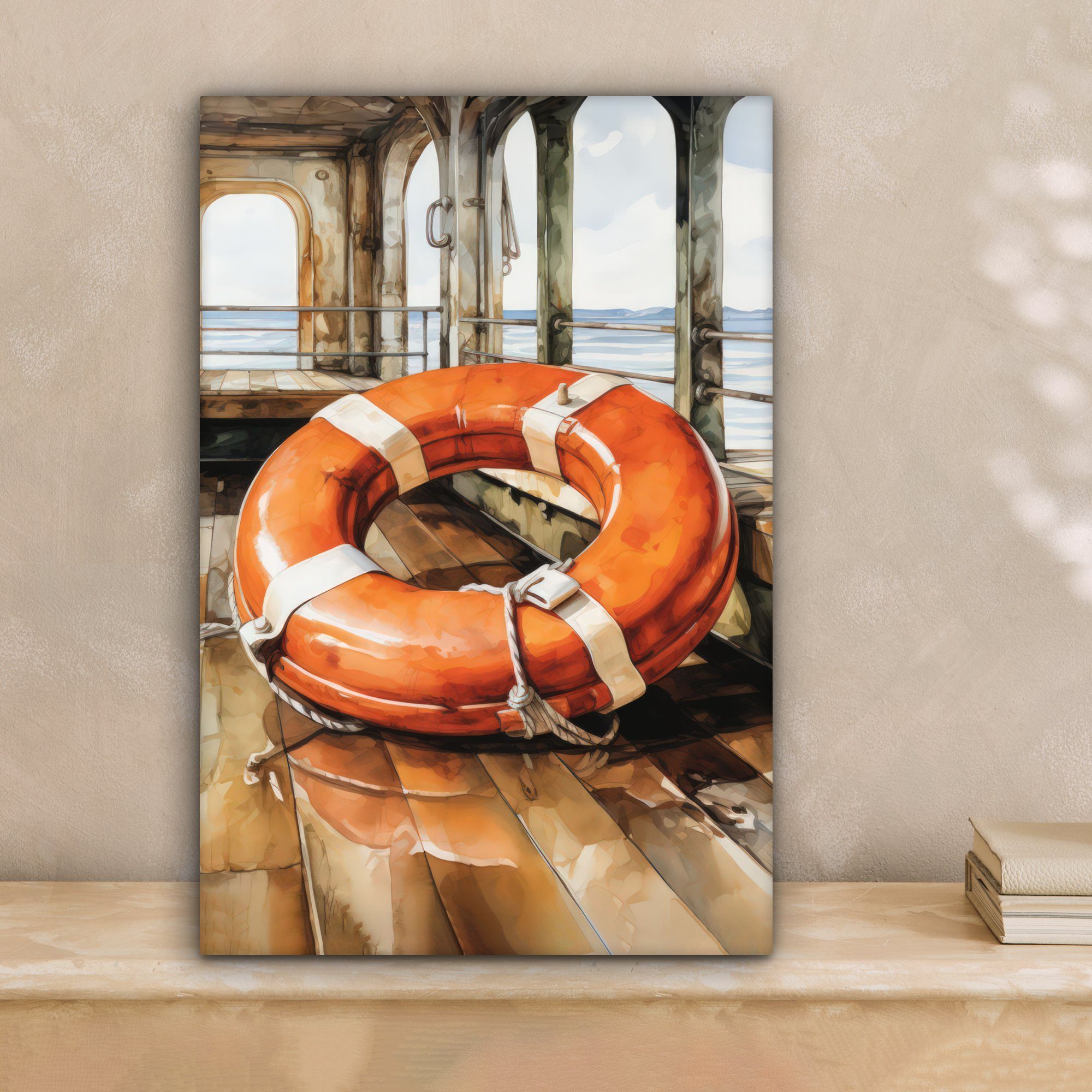 OneMillionCanvasses® Leinwandbild Boje - Rettungsring - günstig online kaufen